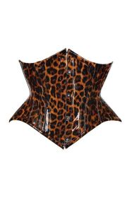 Top Drawer Steel Boned Cheetah Print PVC Mini Cincher Underbust Corset (size: medium)
