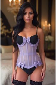 Top Drawer Steel Boned Lavender Mesh Underwire Burlesque Underbust Corset Cincher (size: XSmall)