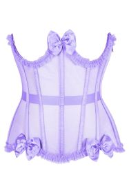 Top Drawer Steel Boned Lavender Mesh Underwire Burlesque Underbust Corset Cincher (size: small)