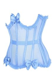 Top Drawer Steel Boned Light Blue Mesh Underwire Burlesque Underbust Corset Cincher (size: medium)