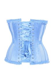 Top Drawer Steel Boned Light Blue Mesh Underwire Burlesque Underbust Corset Cincher (size: large)