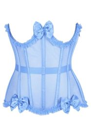 Top Drawer Steel Boned Light Blue Mesh Underwire Burlesque Underbust Corset Cincher (size: small)