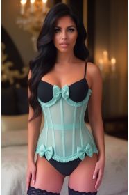 Top Drawer Steel Boned Mint Green Mesh Underwire Burlesque Underbust Corset Cincher (size: XSmall)