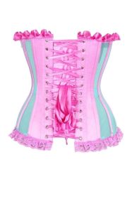 Top Drawer Steel Boned Mint/Pink Mesh Underwire Bustier Corset (size: medium)