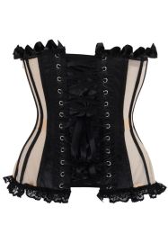 Top Drawer Steel Boned Nude & Black Mesh Underwire Bustier Corset (size: large)