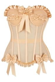 Top Drawer Steel Boned Nude Mesh Underwire Bustier Corset (size: 2X)