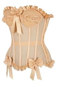 Top Drawer Steel Boned Nude Mesh Underwire Bustier Corset (size: 3X)