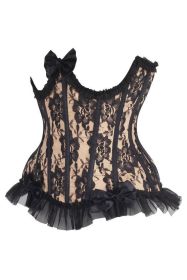 Top Drawer Steel Boned Nude/Black Lace Underwire Burlesque Underbust Corset Cincher (size: medium)