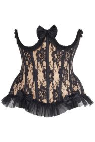 Top Drawer Steel Boned Nude/Black Lace Underwire Burlesque Underbust Corset Cincher (size: small)
