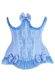 Top Drawer Steel Boned Blue Lace Underwire Burlesque Underbust Corset Cincher (size: small)