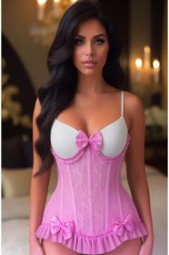 Top Drawer Steel Boned Pink Lace Underwire Burlesque Underbust Corset Cincher (size: XSmall)