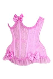Top Drawer Steel Boned Pink Lace Underwire Burlesque Underbust Corset Cincher (size: medium)