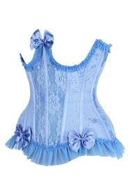 Top Drawer Steel Boned Blue Lace Underwire Burlesque Underbust Corset Cincher (size: medium)