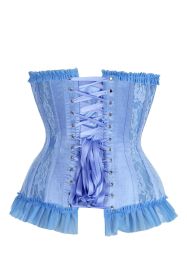 Top Drawer Steel Boned Blue Lace Underwire Burlesque Underbust Corset Cincher (size: large)