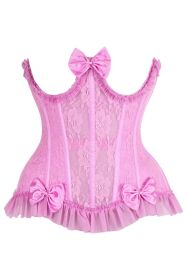 Top Drawer Steel Boned Pink Lace Underwire Burlesque Underbust Corset Cincher (size: small)