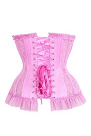 Top Drawer Steel Boned Pink Lace Underwire Burlesque Underbust Corset Cincher (size: large)