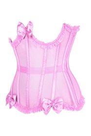Top Drawer Steel Boned Pink Mesh Underwire Burlesque Underbust Corset Cincher (size: medium)