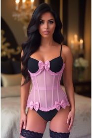 Top Drawer Steel Boned Pink Mesh Underwire Burlesque Underbust Corset Cincher (size: XSmall)