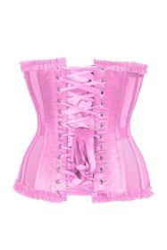 Top Drawer Steel Boned Pink Mesh Underwire Burlesque Underbust Corset Cincher (size: large)