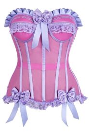 Top Drawer Steel Boned Pink/Purple Mesh Underwire Bustier Corset (size: 3X)