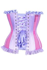 Top Drawer Steel Boned Pink/Purple Mesh Underwire Bustier Corset (size: 5X)