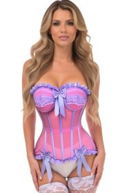 Top Drawer Steel Boned Pink/Purple Mesh Underwire Bustier Corset (size: 2X)