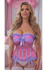 Top Drawer Steel Boned Pink/Purple Mesh Underwire Bustier Corset (size: XLarge)