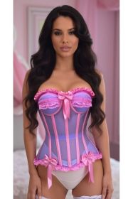 Top Drawer Steel Boned Purple/Pink Mesh Underwire Bustier Corset (size: medium)