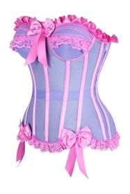 Top Drawer Steel Boned Purple/Pink Mesh Underwire Bustier Corset (size: 6X)