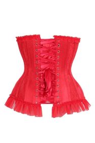 Top Drawer Steel Boned Red Lace Underwire Burlesque Underbust Corset Cincher (size: large)