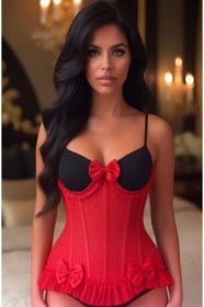 Top Drawer Steel Boned Red Lace Underwire Burlesque Underbust Corset Cincher (size: XSmall)
