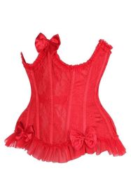Top Drawer Steel Boned Red Lace Underwire Burlesque Underbust Corset Cincher (size: medium)