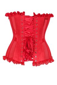 Top Drawer Steel Boned Red Mesh Underwire Bustier Corset (size: medium)