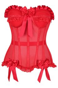 Top Drawer Steel Boned Red Mesh Underwire Bustier Corset (size: XSmall)