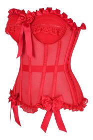 Top Drawer Steel Boned Red Mesh Underwire Bustier Corset (size: small)