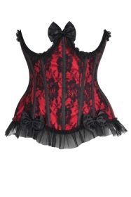 Top Drawer Steel Boned Red/Black Lace Underwire Burlesque Underbust Corset Cincher (size: small)