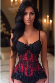 Top Drawer Steel Boned Red/Black Lace Underwire Burlesque Underbust Corset Cincher (size: XSmall)