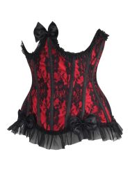 Top Drawer Steel Boned Red/Black Lace Underwire Burlesque Underbust Corset Cincher (size: medium)