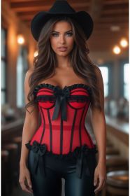 Top Drawer Steel Boned Red/Black Mesh Underwire Bustier Corset (size: XSmall)