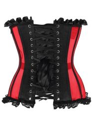 Top Drawer Steel Boned Red/Black Mesh Underwire Bustier Corset (size: large)