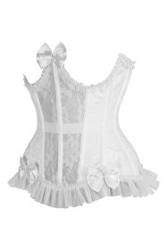Top Drawer Steel Boned White Lace Underwire Burlesque Underbust Corset Cincher (size: medium)