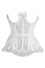 Top Drawer Steel Boned White Lace Underwire Burlesque Underbust Corset Cincher (size: small)