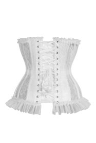 Top Drawer Steel Boned White Lace Underwire Burlesque Underbust Corset Cincher (size: large)