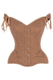 Top Drawer Tan Suede Steel Boned Corset w/Straps (size: small)