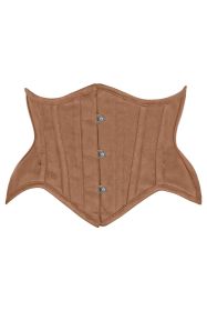 Top Drawer Tan Suede Steel Boned Mini Waist Cincher Corset (size: XSmall)