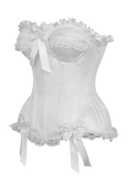 Top Drawer White Satin Steel Boned Burlesque Corset (size: 2X)