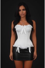 Top Drawer White Satin Steel Boned Burlesque Corset (size: medium)