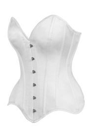 Top Drawer White Satin Steel Boned Overbust Corset (size: large)
