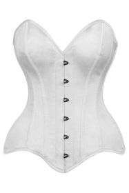 Top Drawer White Satin Steel Boned Overbust Corset (size: medium)