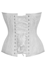 Top Drawer White Satin w/White Lace Overlay Steel Boned Overbust Corset (size: XLarge)